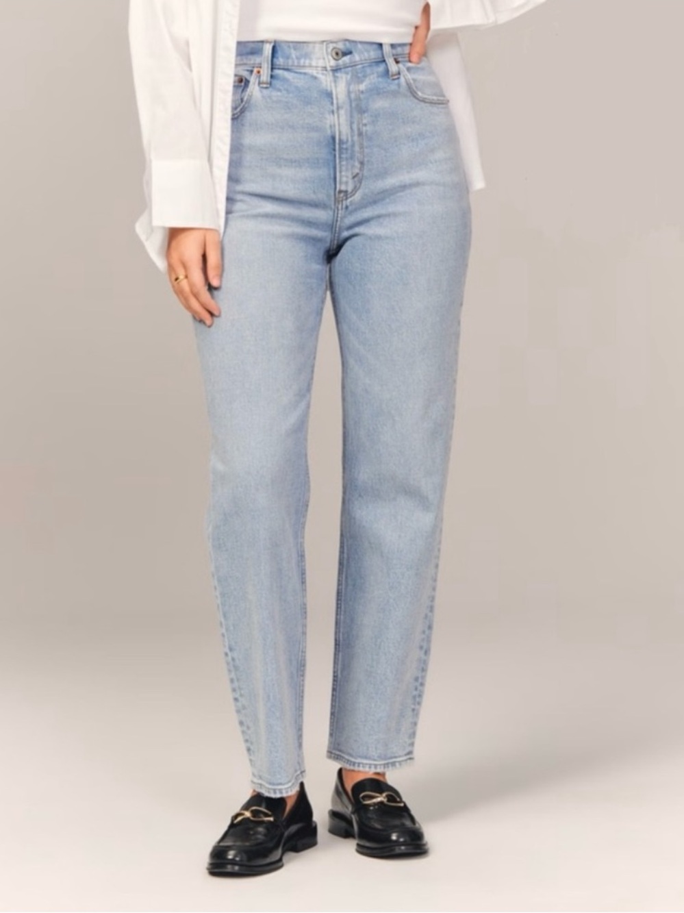 Abercrombie & Fitch Curve Love Ultra High Rise Ankle Straight Jean